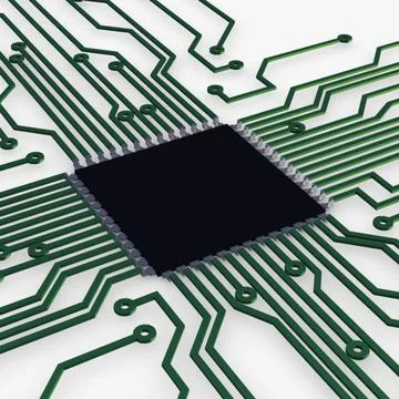 Illustration 3D Electronic Circuit Tech Elements Stock Illustration