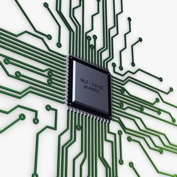 Illustration 3D Electronic Circuit Tech Elements Stock Illustration