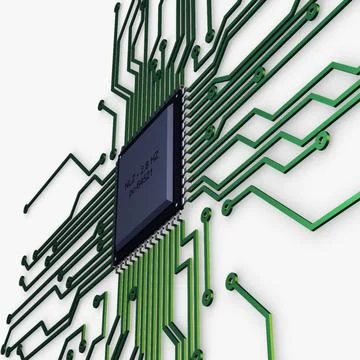 Illustration 3D Electronic Circuit Tech Elements Illustrazione stock