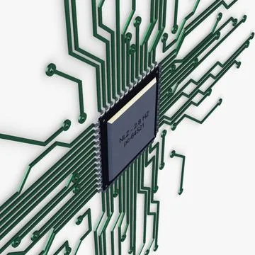 Illustration 3D Electronic Circuit Tech Elements 스톡 일러스트