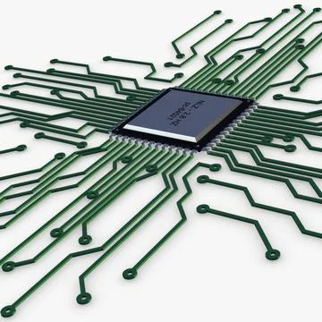 Illustration 3D Electronic Circuit Tech Elements Illustrazione stock