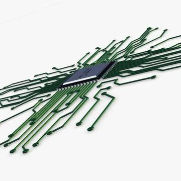 Illustration 3D Electronic Circuit Tech Elements Illustrazione stock