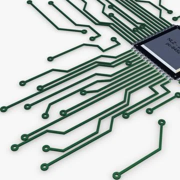 Illustration 3D Electronic Circuit Tech Elements Stockillustratie