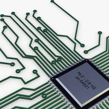 Illustration 3D Electronic Circuit Tech Elements Stock Illustration