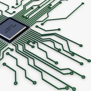 Illustration 3D Electronic Circuit Tech Elements Stock Illustration