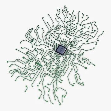 Illustration 3D Electronic Circuit Tech Elements イラスト素材