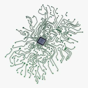 Illustration 3D Electronic Circuit Tech Elements Illustrazione stock