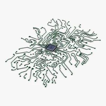 Illustration 3D Electronic Circuit Tech Elements Stock Illustration