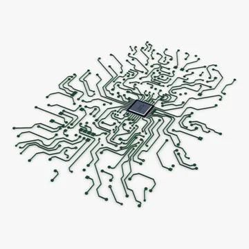 Illustration 3D Electronic Circuit Tech Elements Stock Illustration