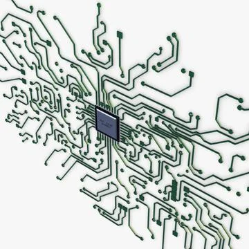 Illustration 3D Electronic Circuit Tech Elements イラスト素材