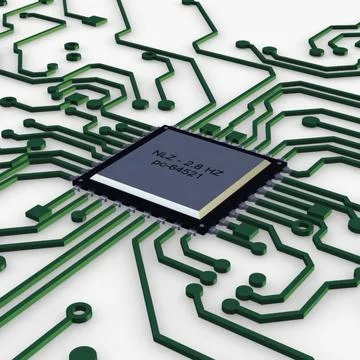 Illustration 3D Electronic Circuit Tech Elements 스톡 일러스트