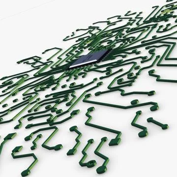 Illustration 3D Electronic Circuit Tech Elements Illustrazione stock