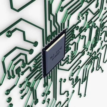 Illustration 3D Electronic Circuit Tech Elements Stock Illustration