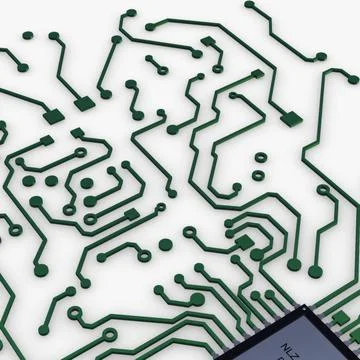 Illustration 3D Electronic Circuit Tech Elements Illustrazione stock