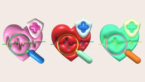 Illustration 3D. Finding and preventing cardiac vital signs. Stock Illustration