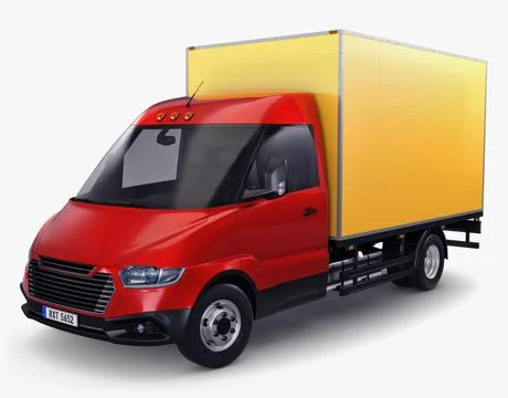 Illustration 3D Generic Box Delivery Truck with Cargo Space Stock Illustration