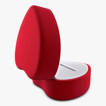 Illustration 3D Heart Shape Ring Box Red Stock Illustration