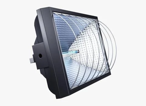 Illustration 3D High-Performance Floodlight for Outdoor Spaces Stock Illustration