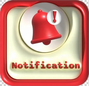 Illustration. 3D  Message button with notification bell. Stock Illustration