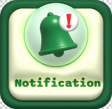 Illustration. 3D  Message button with notification bell. Stock Illustration