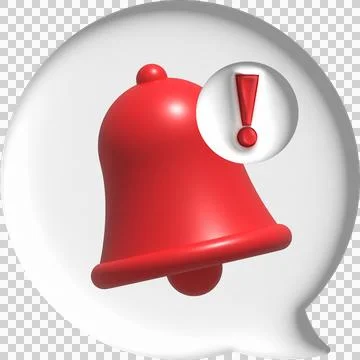 Illustration 3D . Message button with notification bell. Иллюстрация