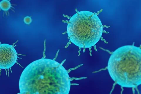 Illustration 3d modeling of microbe bacteria and viruses under the microscope Stock Illustration