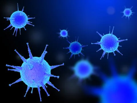 Illustration 3d modeling of microbe bacteria and viruses under the microscope Stock Illustration