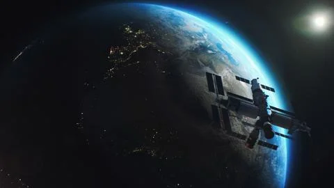 Illustration 3D motion graphics of Earth globe rotating in outer space Stock Illustration