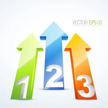 Illustration of 3d numbered arrows Stock Illustration