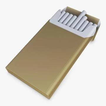 Illustration 3D Opened Pack of Super Slim Cigarettes in a 3D Render Stock Illustration