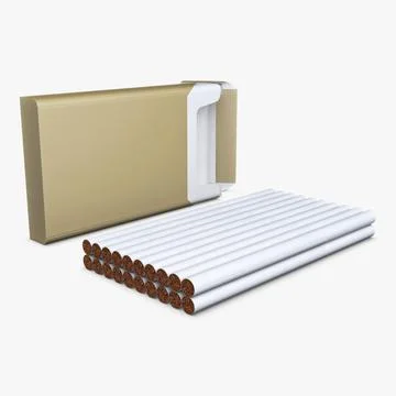 Illustration 3D Opened Pack of Super Slim Cigarettes in a 3D Render Stock Illustration