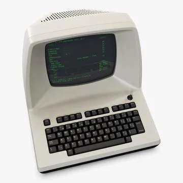 Illustration 3D Personal Retro Computer with Vintage Electronic Setup Stock-Illustration