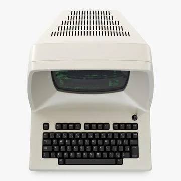 Illustration 3D Personal Retro Computer with Vintage Electronic Setup Stock Illustration