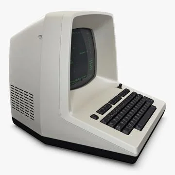 Illustration 3D Personal Retro Computer with Vintage Electronic Setup Stock Illustration