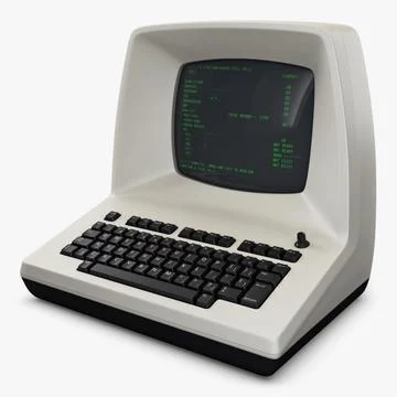 Illustration 3D Personal Retro Computer with Vintage Electronic Setup Stock Illustration