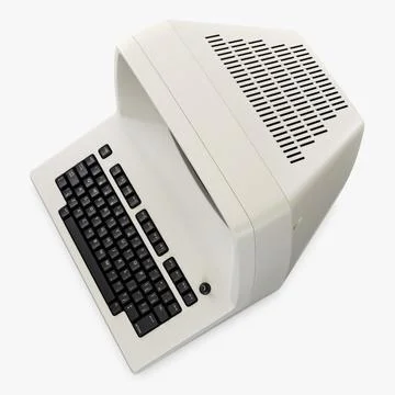 Illustration 3D Personal Retro Computer with Vintage Electronic Setup Stock-Illustration