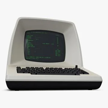 Illustration 3D Personal Retro Computer with Vintage Electronic Setup Stock Illustration