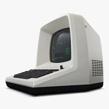Illustration 3D Personal Retro Computer with Vintage Electronic Setup Stock Illustration
