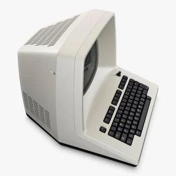 Illustration 3D Personal Retro Computer with Vintage Electronic Setup Stock Illustration