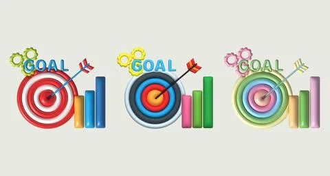 Illustration 3D  Planning and setting financial goals to be achieved. Иллюстрация