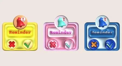 Illustration 3D  pop-up window with notification bell Illustrazione stock