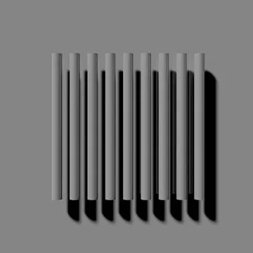 Illustration 3d render design of gray columns with shadow on isolated gray backg イラスト素材