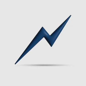 Illustration 3D render Lightning flat icons.  Simple icon storm or thunder an Stock Illustration