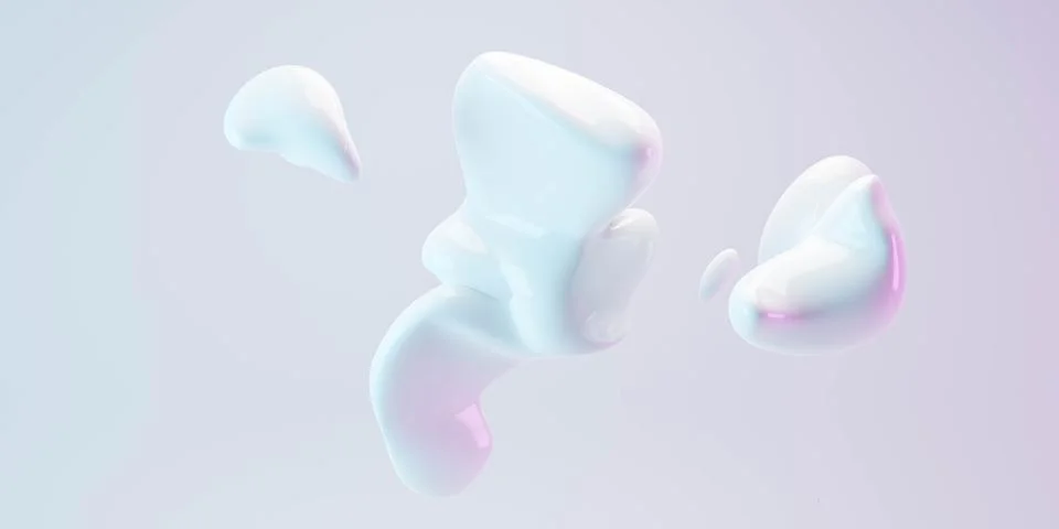 Illustration of a 3D rendered white object floating on a vibrant pink and blue Illustrazione stock
