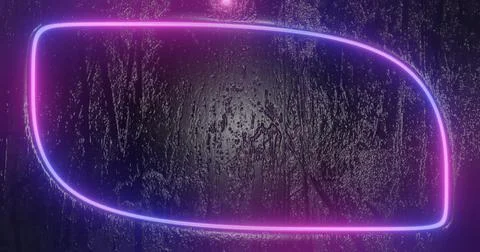 Illustration of 3D rendering. Futuristic Sci-Fi Abstract red and blue neon li Stock Illustration