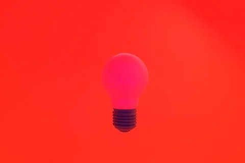 Illustration 3d rendering red Light bulb on red background. 스톡 일러스트