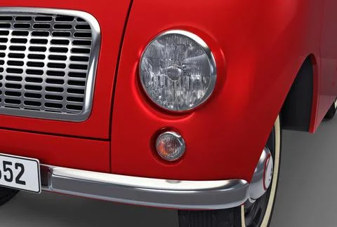 Illustration 3D Retro cargo van with classic design in vibrant colors Stock-Illustration