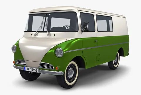 Illustration 3D Retro Cargo Van with Vintage Design for Commercial Transport Stock-Illustration