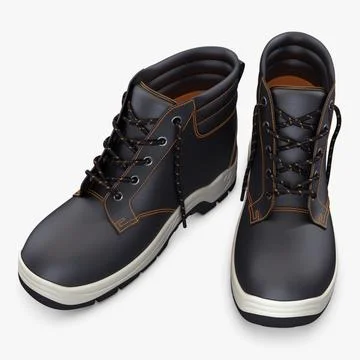 Illustration 3D Safety Work Boots with Waterproof and Leather Design Stock Illustration