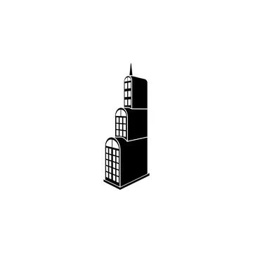 Illustration of 3d skyscraper building icon. Detailed icon of the building model Stock Illustration